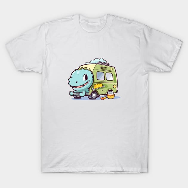 Kawaii dinosaur camping car T-Shirt by Mon Kawaii Lab